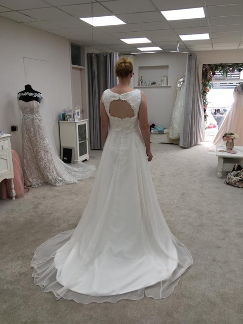 Chiffon back extending from the back